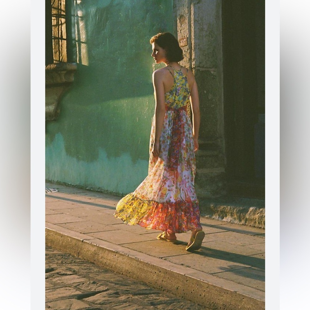 Anthropologie NWOT Malibu Floral Maxi Dress Muticolor Size 4 (S).